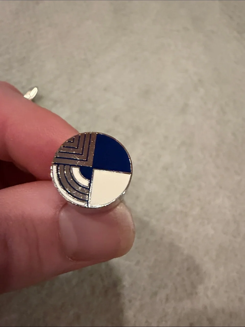ACME Studio Frank Lloyd Wright Round Geometric Enamel Cufflinks in Navy & White